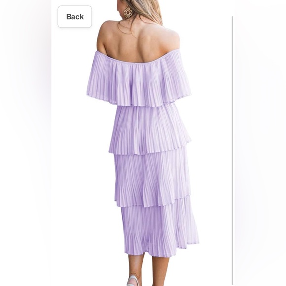 NWT ETCYY Women's Off The Shoulder Ruffles Loose Chiffon Midi Dress Size Large - Picture 3 of 10